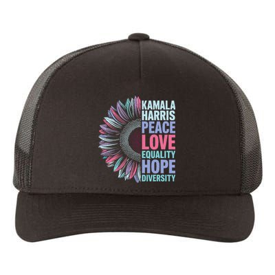 Kamala Harris Peace Love Equality Hope Diversity Yupoong Adult 5-Panel Trucker Hat