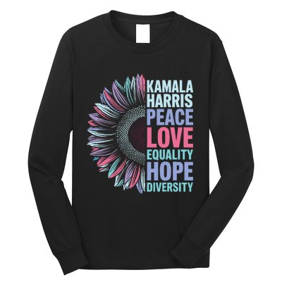 Kamala Harris Peace Love Equality Hope Diversity Long Sleeve Shirt