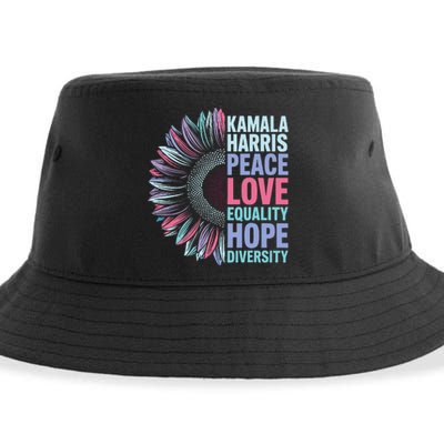 Kamala Harris Peace Love Equality Hope Diversity Sustainable Bucket Hat