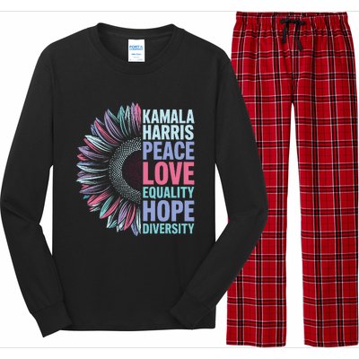 Kamala Harris Peace Love Equality Hope Diversity Long Sleeve Pajama Set