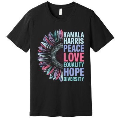 Kamala Harris Peace Love Equality Hope Diversity Premium T-Shirt