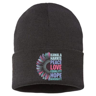 Kamala Harris Peace Love Equality Hope Diversity Sustainable Knit Beanie