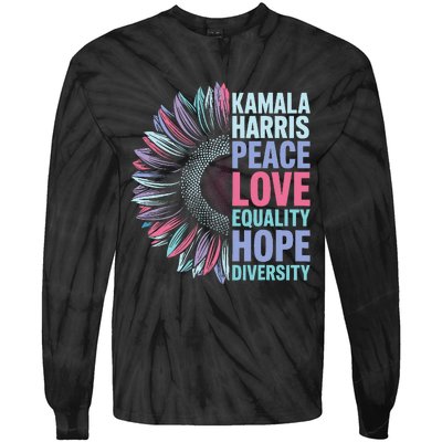 Kamala Harris Peace Love Equality Hope Diversity Tie-Dye Long Sleeve Shirt