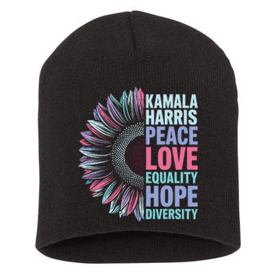 Kamala Harris Peace Love Equality Hope Diversity Short Acrylic Beanie