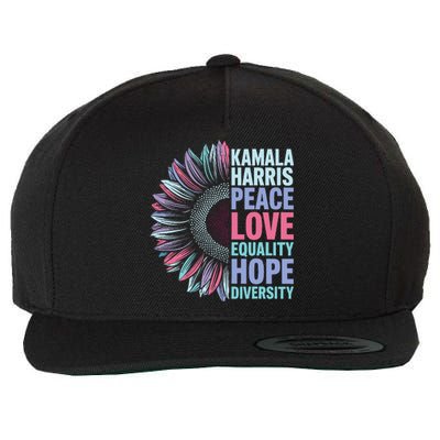 Kamala Harris Peace Love Equality Hope Diversity Wool Snapback Cap