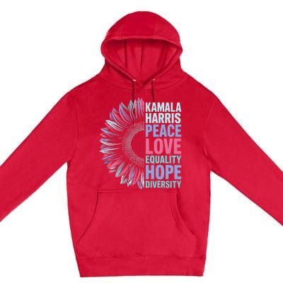 Kamala Harris Peace Love Equality Hope Diversity Premium Pullover Hoodie