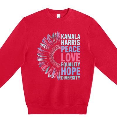 Kamala Harris Peace Love Equality Hope Diversity Premium Crewneck Sweatshirt