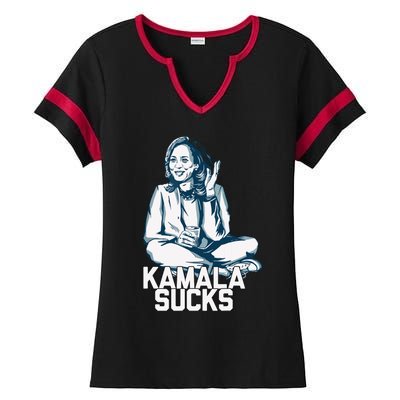 Kamala Harris President Election 2024 Trump Halloween Ladies Halftime Notch Neck Tee