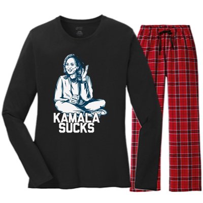 Kamala Harris President Election 2024 Trump Halloween Women's Long Sleeve Flannel Pajama Set 