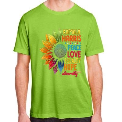 Kamala Harris Peace Love Equality Hope Diversity 2024 Adult ChromaSoft Performance T-Shirt