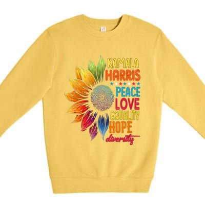 Kamala Harris Peace Love Equality Hope Diversity 2024 Premium Crewneck Sweatshirt