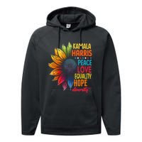 Kamala Harris Peace Love Equality Hope Diversity 2024 Performance Fleece Hoodie