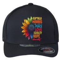 Kamala Harris Peace Love Equality Hope Diversity 2024 Flexfit Unipanel Trucker Cap