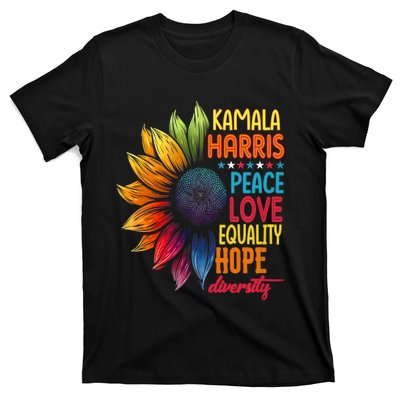 Kamala Harris Peace Love Equality Hope Diversity 2024 T-Shirt