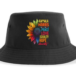 Kamala Harris Peace Love Equality Hope Diversity 2024 Sustainable Bucket Hat