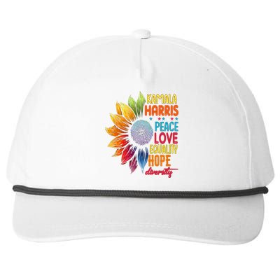 Kamala Harris Peace Love Equality Hope Diversity 2024 Snapback Five-Panel Rope Hat