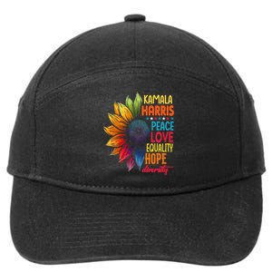 Kamala Harris Peace Love Equality Hope Diversity 2024 7-Panel Snapback Hat