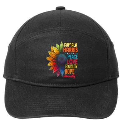 Kamala Harris Peace Love Equality Hope Diversity 2024 7-Panel Snapback Hat