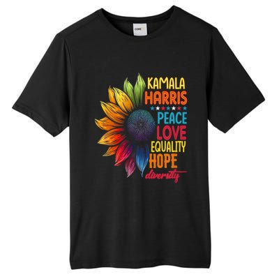 Kamala Harris Peace Love Equality Hope Diversity 2024 Tall Fusion ChromaSoft Performance T-Shirt