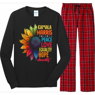 Kamala Harris Peace Love Equality Hope Diversity 2024 Long Sleeve Pajama Set