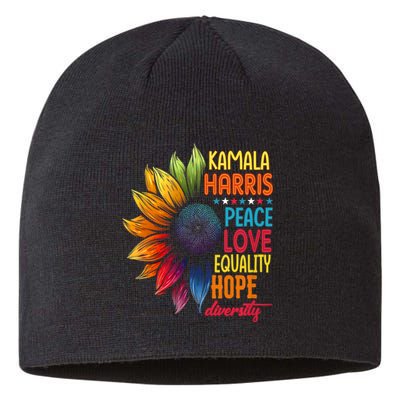 Kamala Harris Peace Love Equality Hope Diversity 2024 Sustainable Beanie