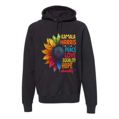 Kamala Harris Peace Love Equality Hope Diversity 2024 Premium Hoodie