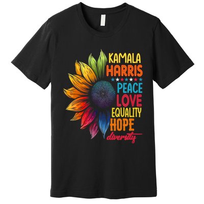 Kamala Harris Peace Love Equality Hope Diversity 2024 Premium T-Shirt