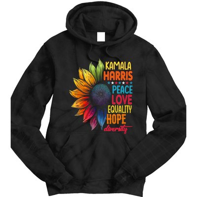 Kamala Harris Peace Love Equality Hope Diversity 2024 Tie Dye Hoodie