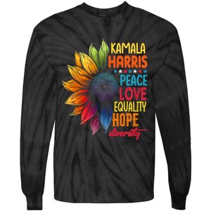 Kamala Harris Peace Love Equality Hope Diversity 2024 Tie-Dye Long Sleeve Shirt