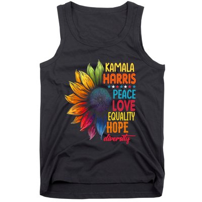 Kamala Harris Peace Love Equality Hope Diversity 2024 Tank Top