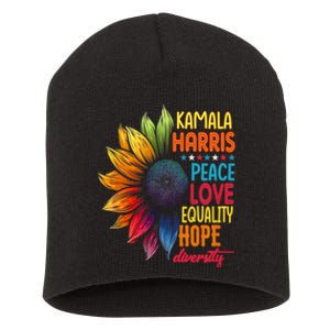 Kamala Harris Peace Love Equality Hope Diversity 2024 Short Acrylic Beanie