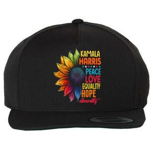 Kamala Harris Peace Love Equality Hope Diversity 2024 Wool Snapback Cap