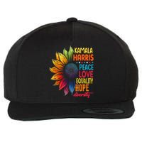 Kamala Harris Peace Love Equality Hope Diversity 2024 Wool Snapback Cap