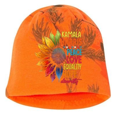 Kamala Harris Peace Love Equality Hope Diversity 2024 Kati - Camo Knit Beanie