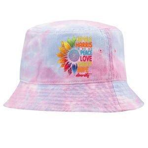 Kamala Harris Peace Love Equality Hope Diversity 2024 Tie-Dyed Bucket Hat