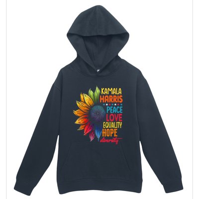 Kamala Harris Peace Love Equality Hope Diversity 2024 Urban Pullover Hoodie