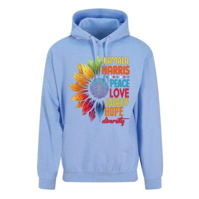 Kamala Harris Peace Love Equality Hope Diversity 2024 Unisex Surf Hoodie