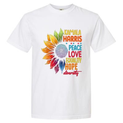 Kamala Harris Peace Love Equality Hope Diversity 2024 Garment-Dyed Heavyweight T-Shirt