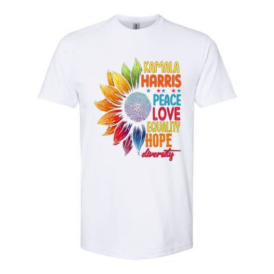 Kamala Harris Peace Love Equality Hope Diversity 2024 Softstyle CVC T-Shirt