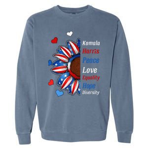 Kamala Harris Peace Love Equality Hope Diversity Garment-Dyed Sweatshirt