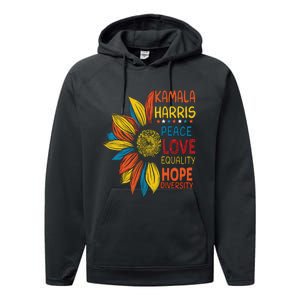 Kamala Harris Peace Love Equality Hope Diversity Performance Fleece Hoodie