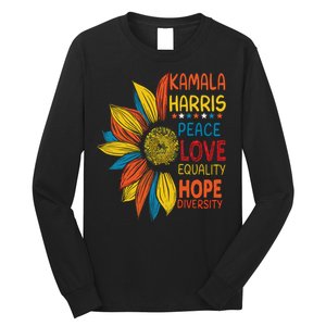 Kamala Harris Peace Love Equality Hope Diversity Long Sleeve Shirt