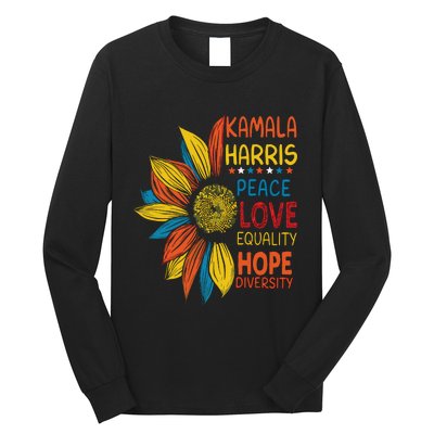 Kamala Harris Peace Love Equality Hope Diversity Long Sleeve Shirt