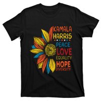 Kamala Harris Peace Love Equality Hope Diversity T-Shirt