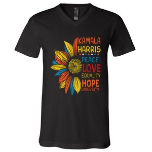 Kamala Harris Peace Love Equality Hope Diversity V-Neck T-Shirt