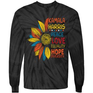 Kamala Harris Peace Love Equality Hope Diversity Tie-Dye Long Sleeve Shirt