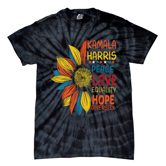 Kamala Harris Peace Love Equality Hope Diversity Tie-Dye T-Shirt