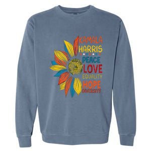 Kamala Harris Peace Love Equality Hope Diversity Garment-Dyed Sweatshirt