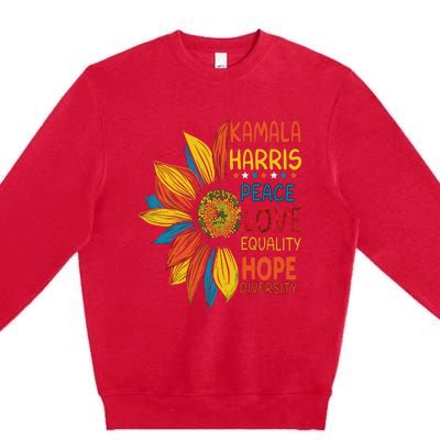 Kamala Harris Peace Love Equality Hope Diversity Premium Crewneck Sweatshirt