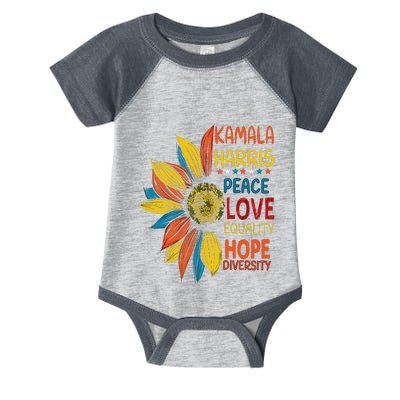 Kamala Harris Peace Love Equality Hope Diversity Infant Baby Jersey Bodysuit